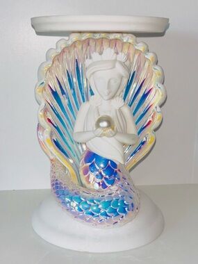 Mermaid Candleholder Candle Stand Bath & Body Works Pearl Shell Iridescent
